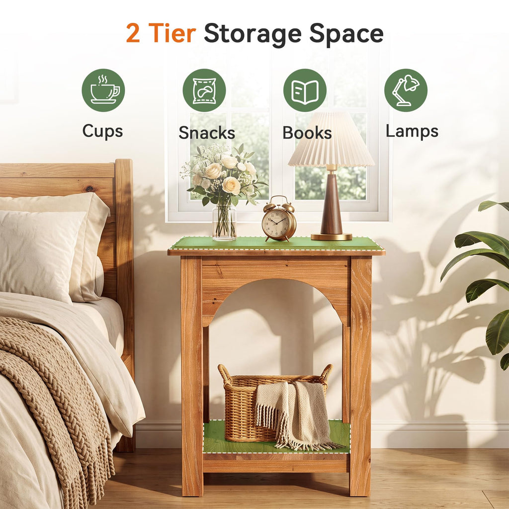 Set of 2 Solid Wood 2-Tier Side Table S958827