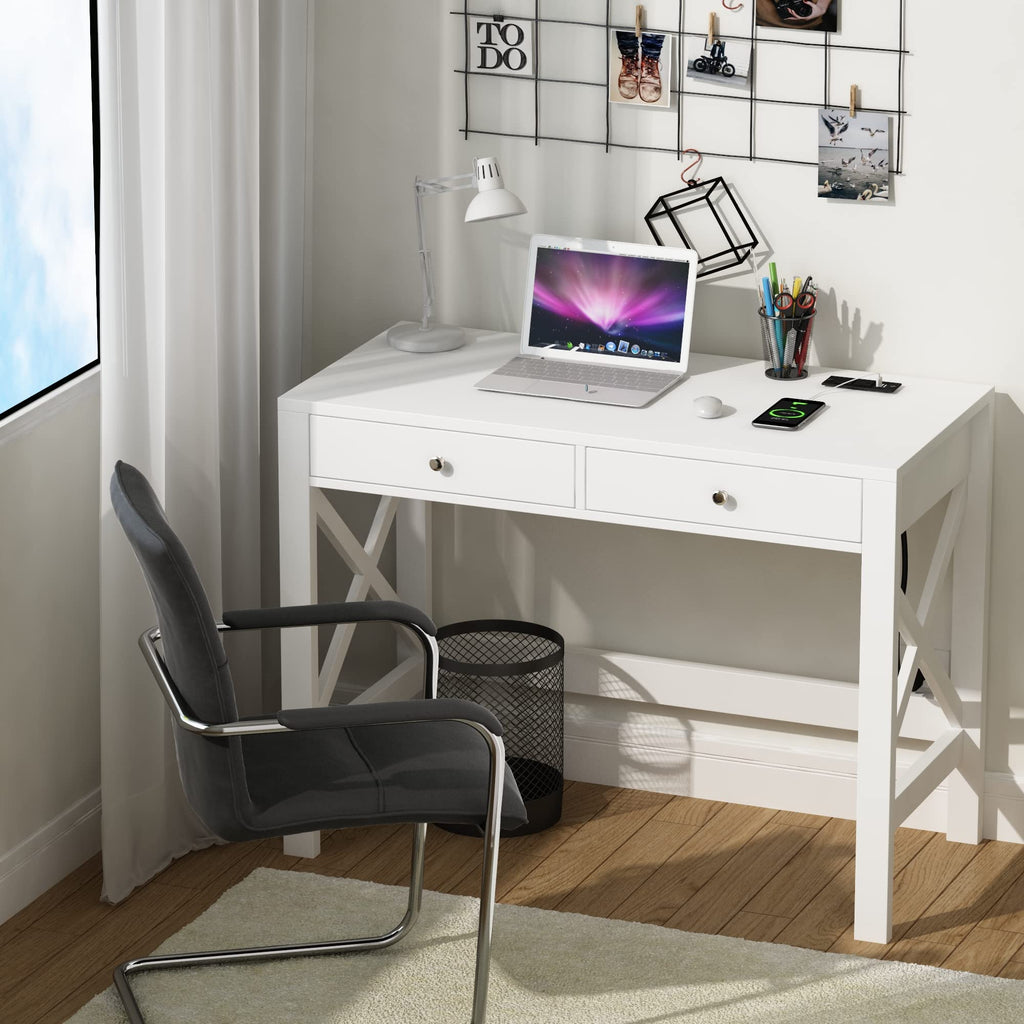 39.4 Inches Computer Desk with 2 Drawers I598