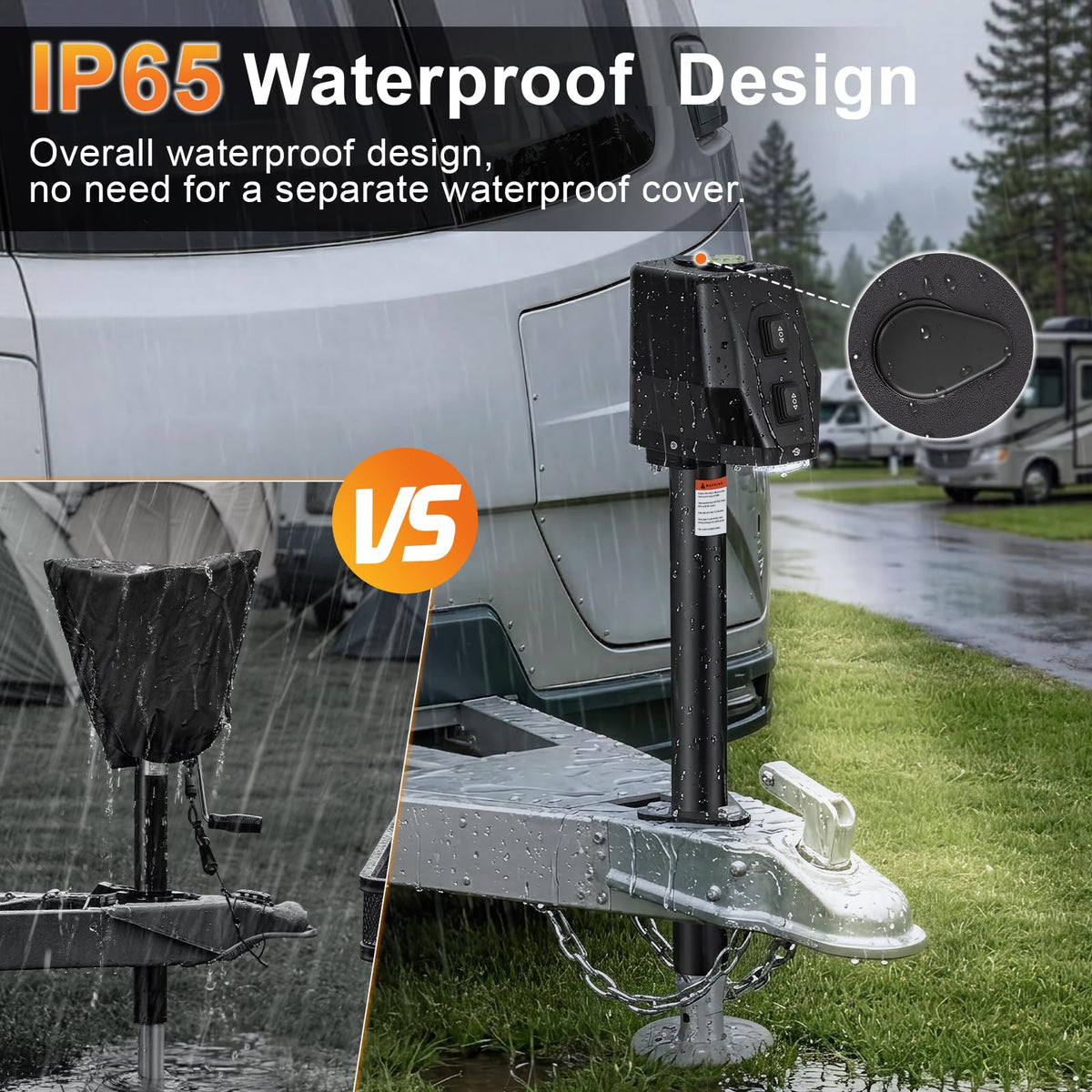 Waterproof Electric Trailer Jack with Built-in Spirit Level M392