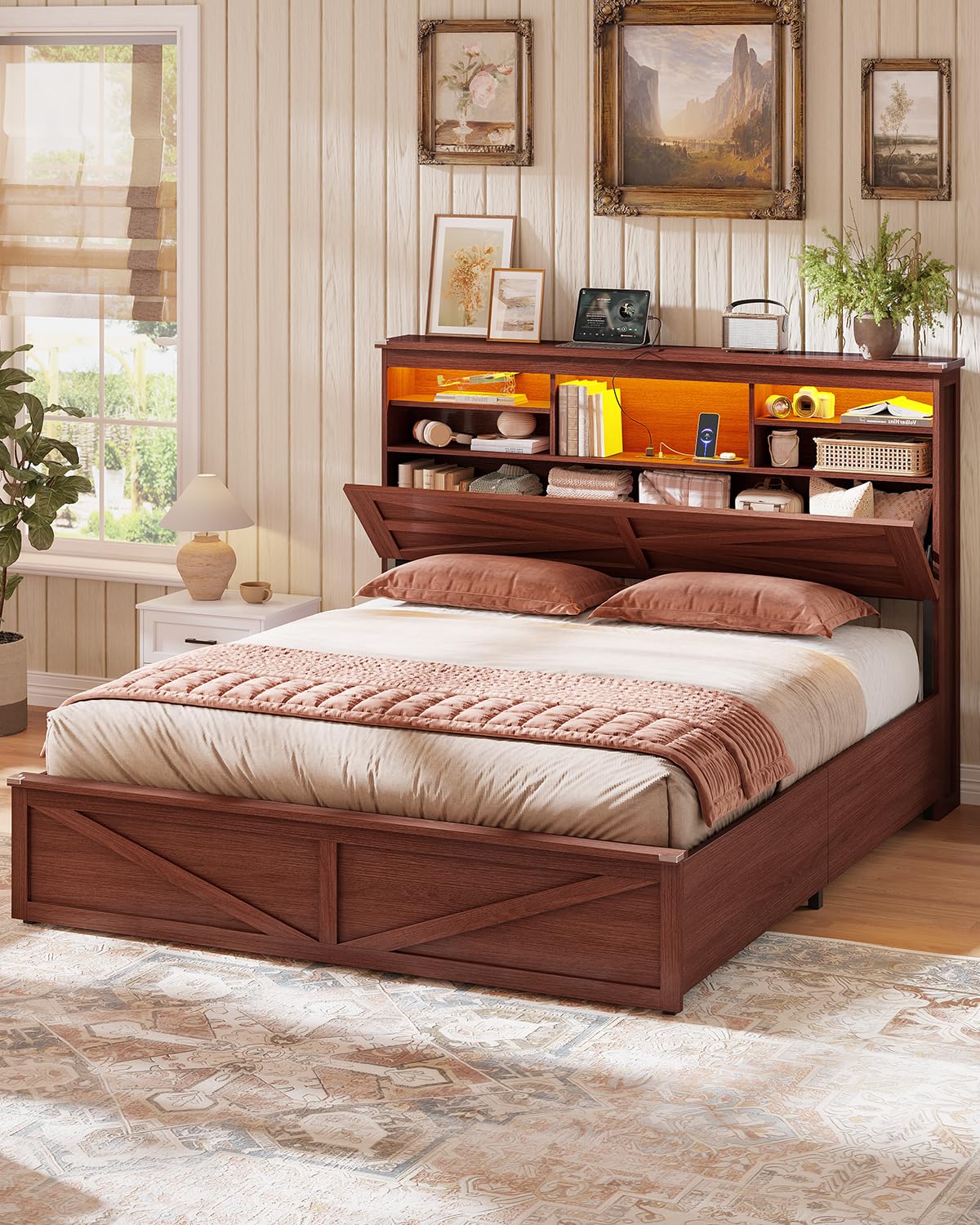 Queen Size Lift Up Storage Bed Frame U3751