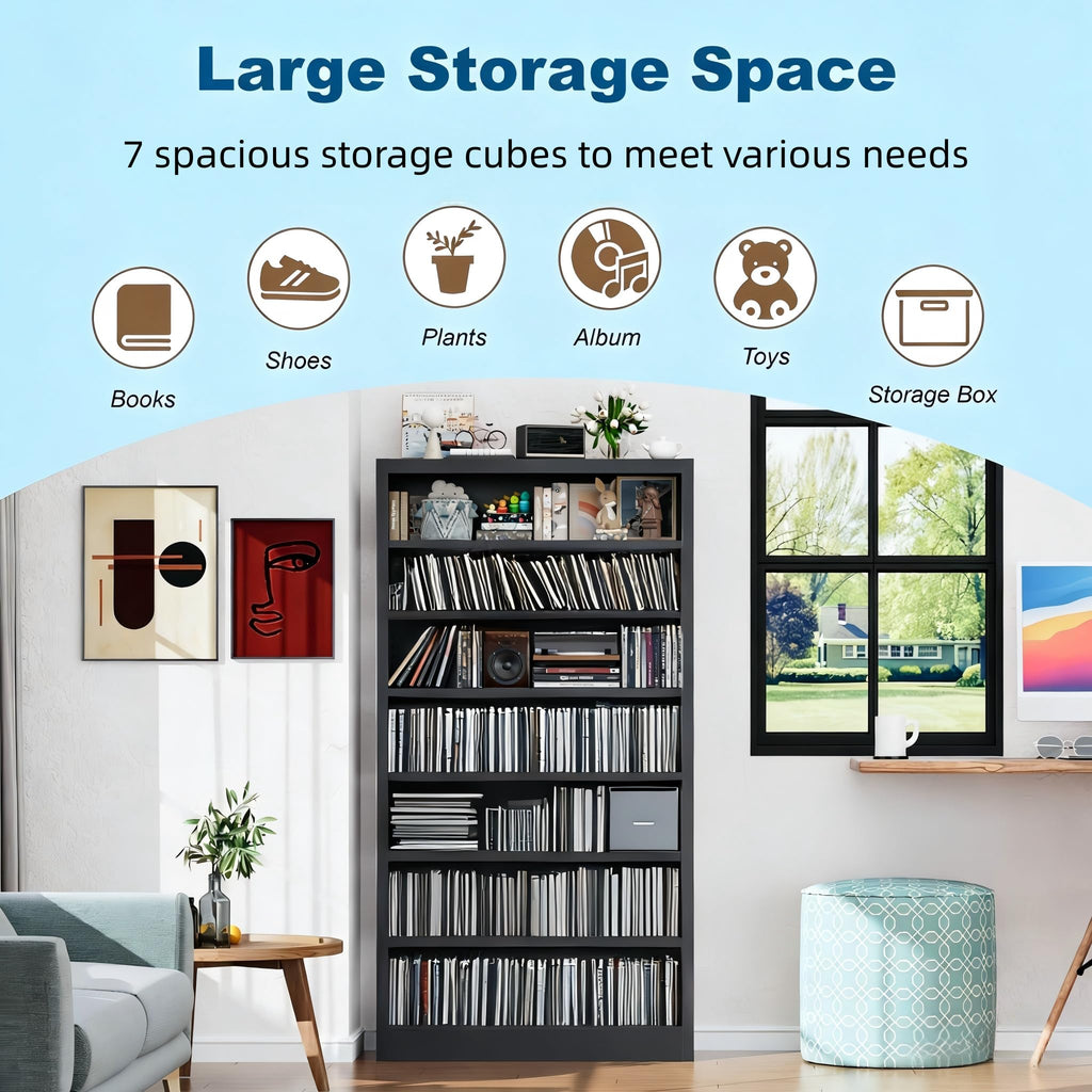 Black 7 Tier Metal Media Storage Cabinet J383302