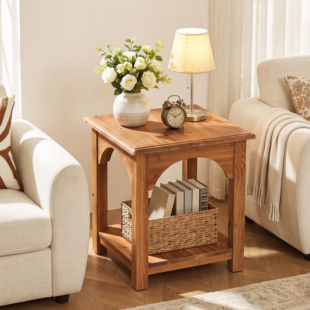 Set of 2 Solid Wood 2-Tier Side Table S958827