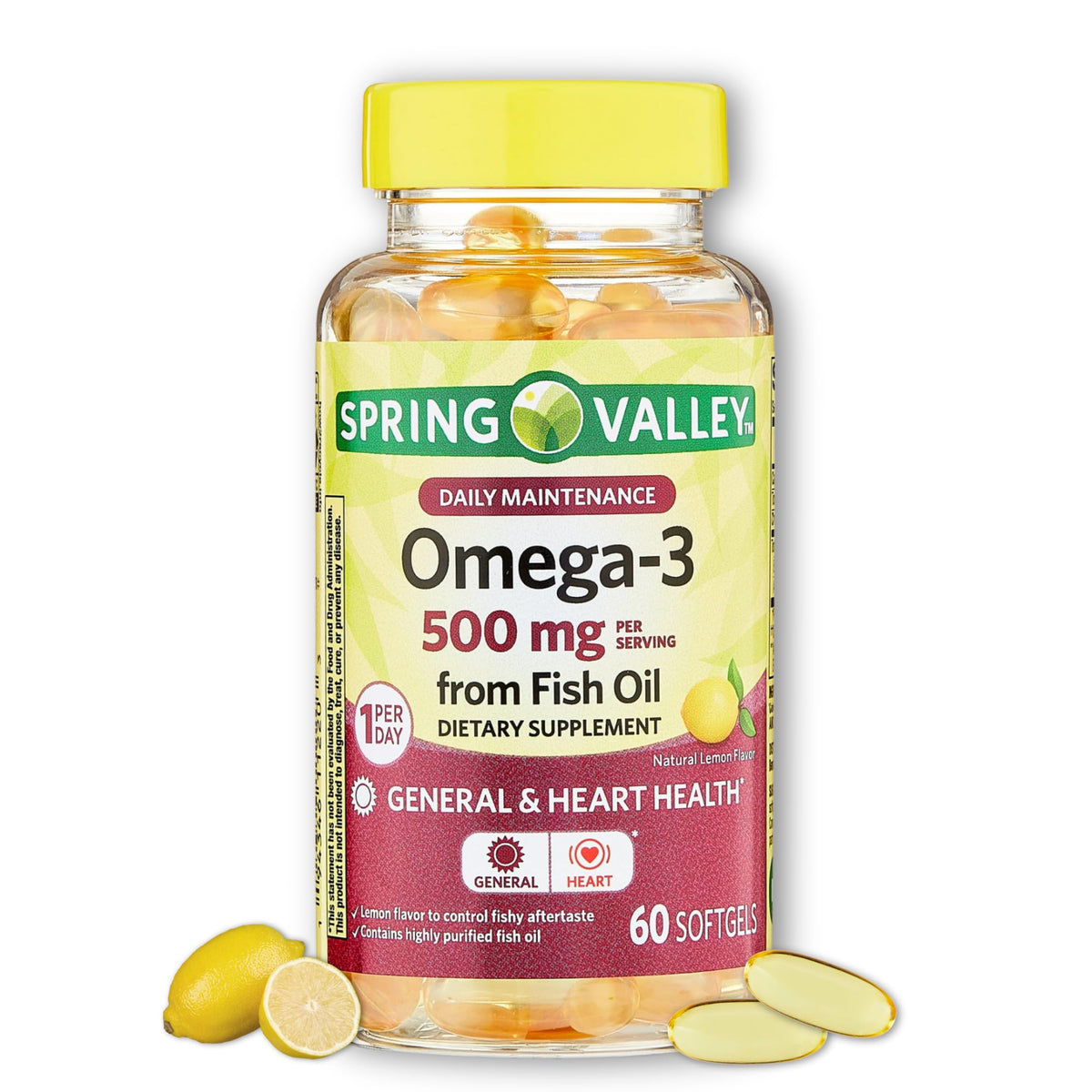 Omega 3 500mg Fish Oil Softgels 60 Count Y763