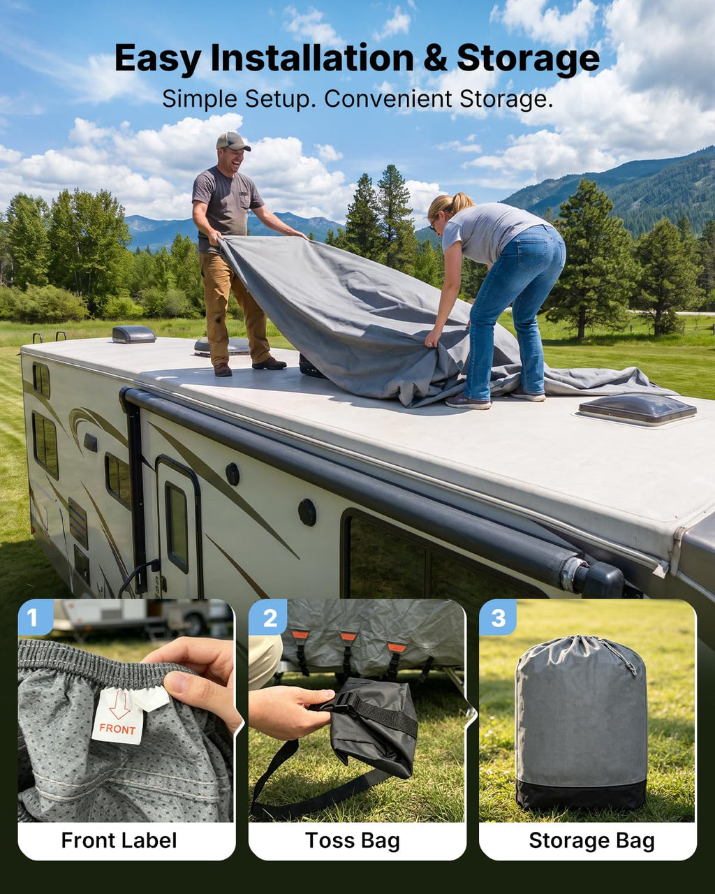14-16FT Heavy Duty Rip-Stop RV Cover with Storage Bag F398