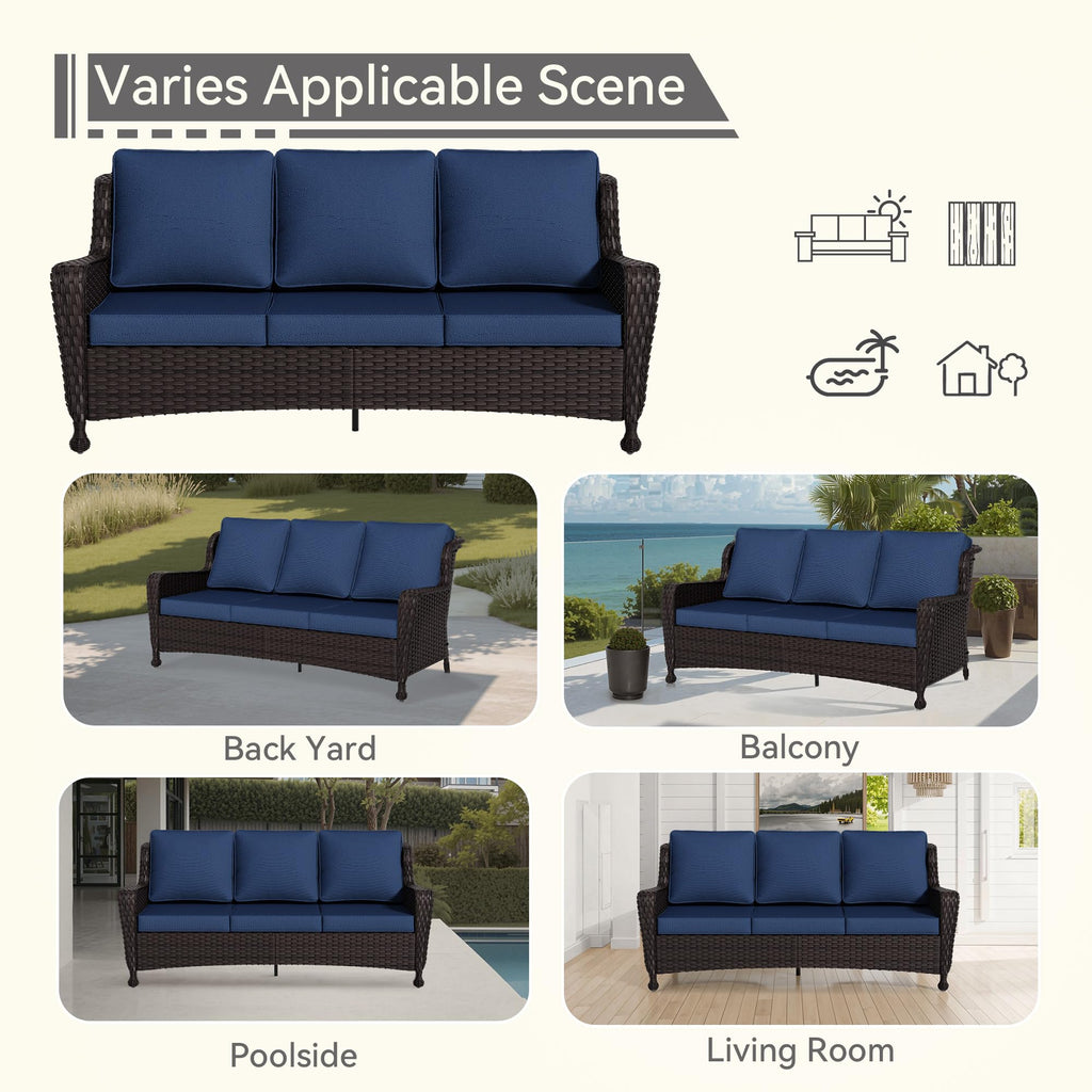 3-Seater Wicker Sofa with Removable Cushions J94760
