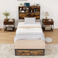 Twin Metal Platform Bed Frame with Storage Headboard Z5089