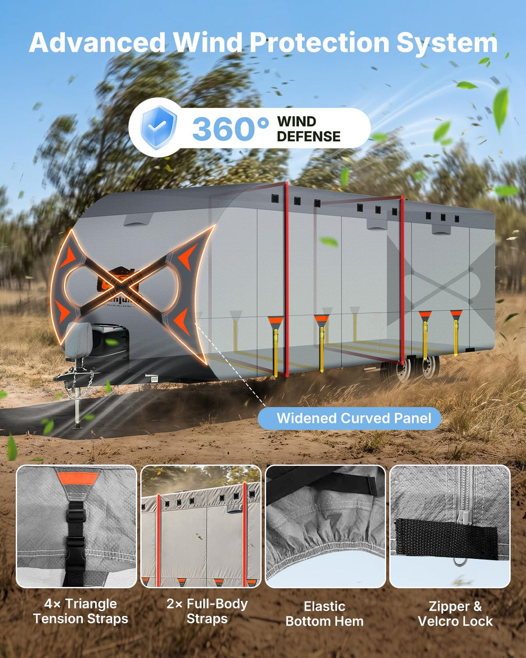 14-16FT Heavy Duty Rip-Stop RV Cover with Storage Bag F398