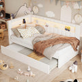 Twin Size Upholstered Daybed with Trundle and USB LED Belt V43915