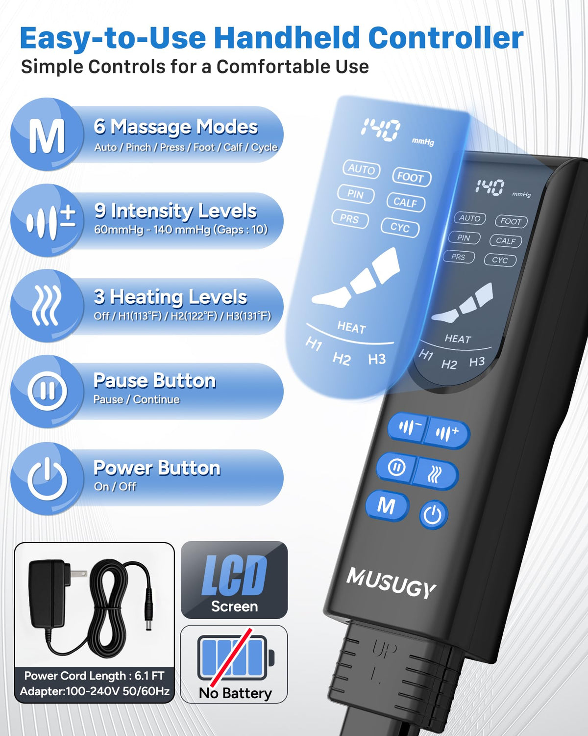 Air Compression Leg Massager with Heat C5603