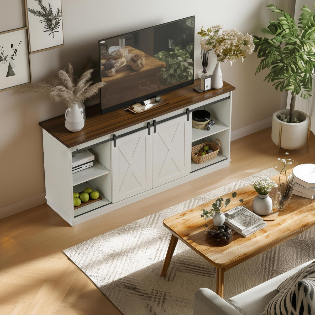 White 65 Inch Wood TV Stand E70815