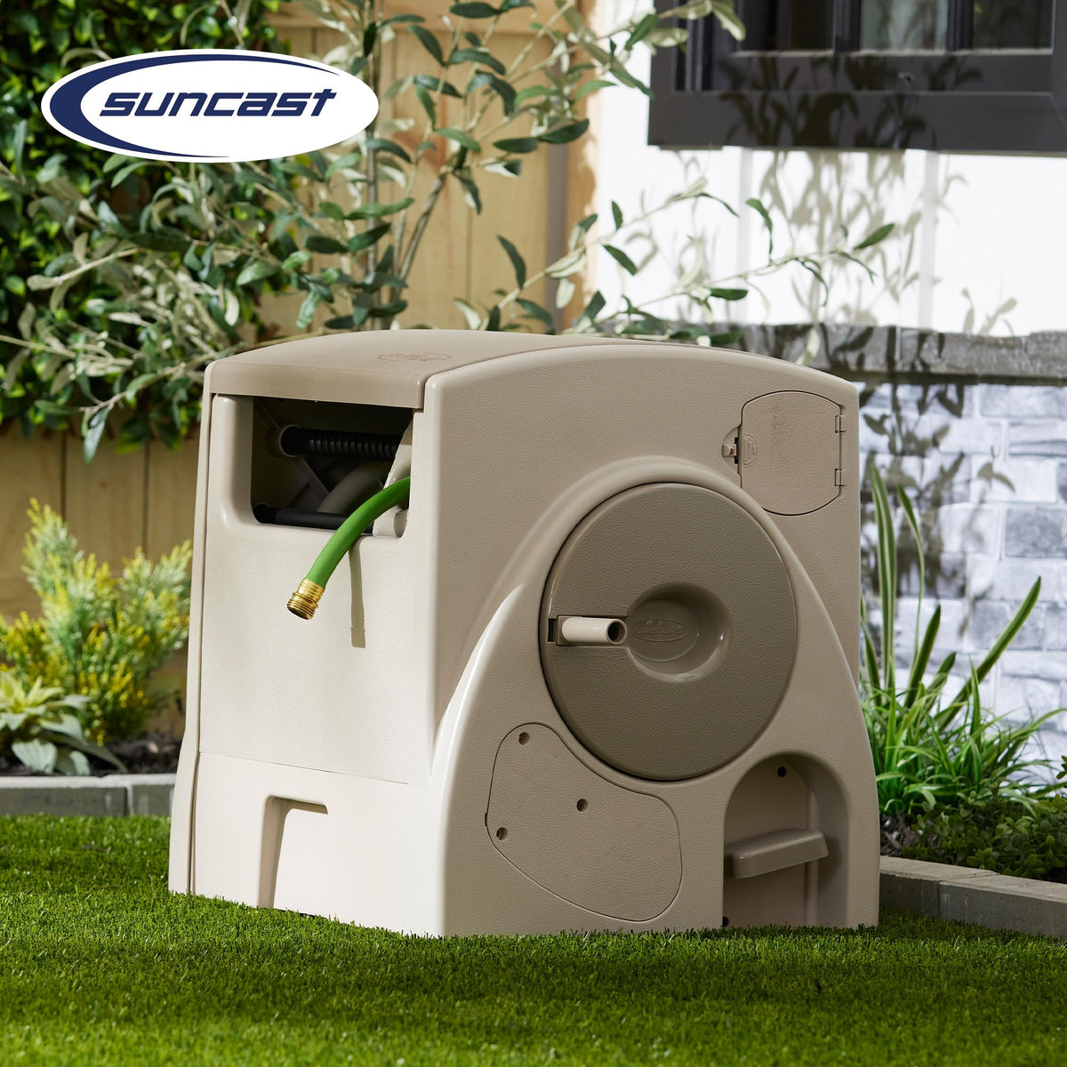 Automatic Rewind Garden Hose Reel, 100 ft. 5/8 in. Vinyl Hose Holder G7357