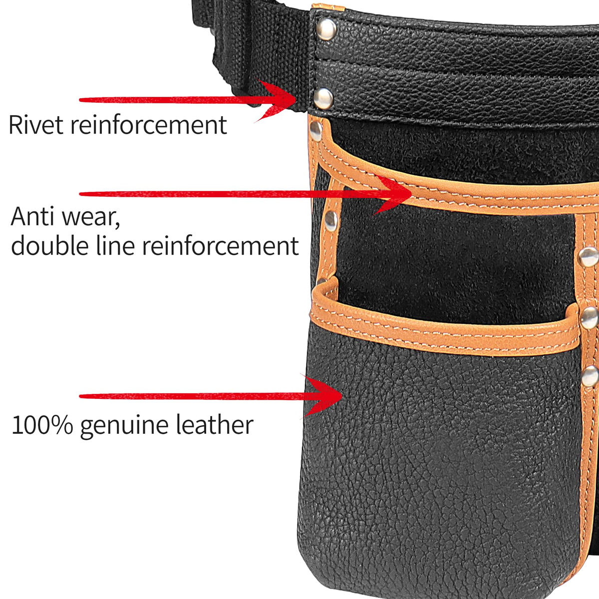 Genuine Leather Adjustable Tool Belt Pouch I6322