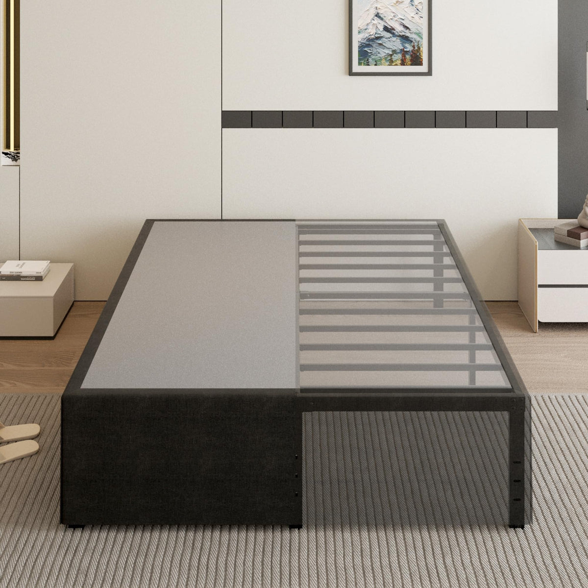 18 Inch Queen Size Metal Bed Frame T150