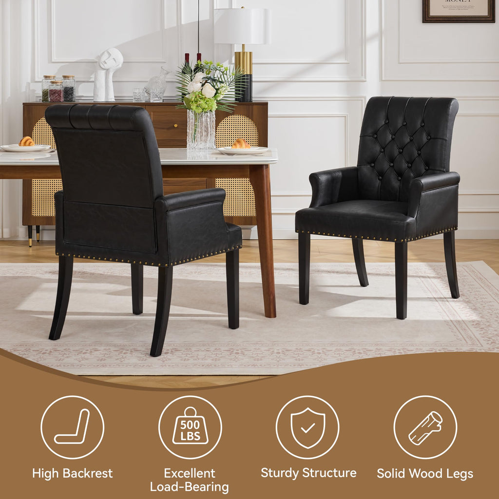 Black PU Leather Dining Chair with Arms W629