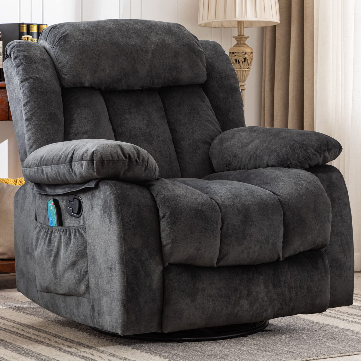 Gray Massage Swivel Rocker Recliner Chair K1729