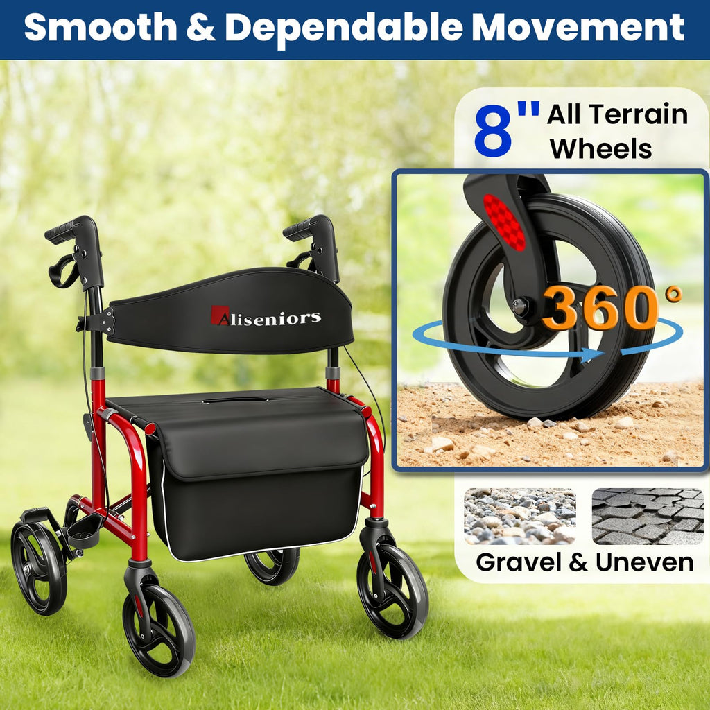 Bariatric Rollator Walker with Wide Seat Q696379