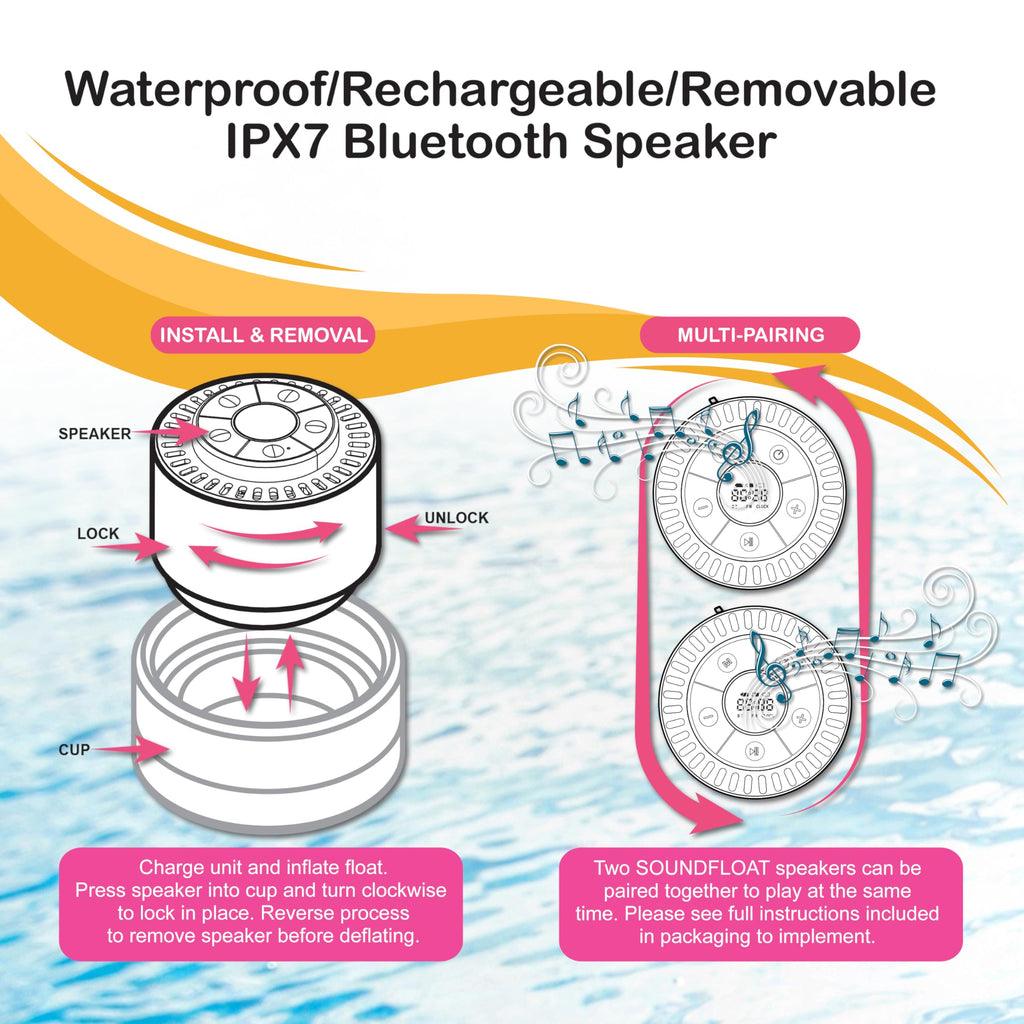 Inflatable Floating Cooler with Lid, Bluetooth Speaker, 6 Cup Holders, 24 Can Capacity R371925