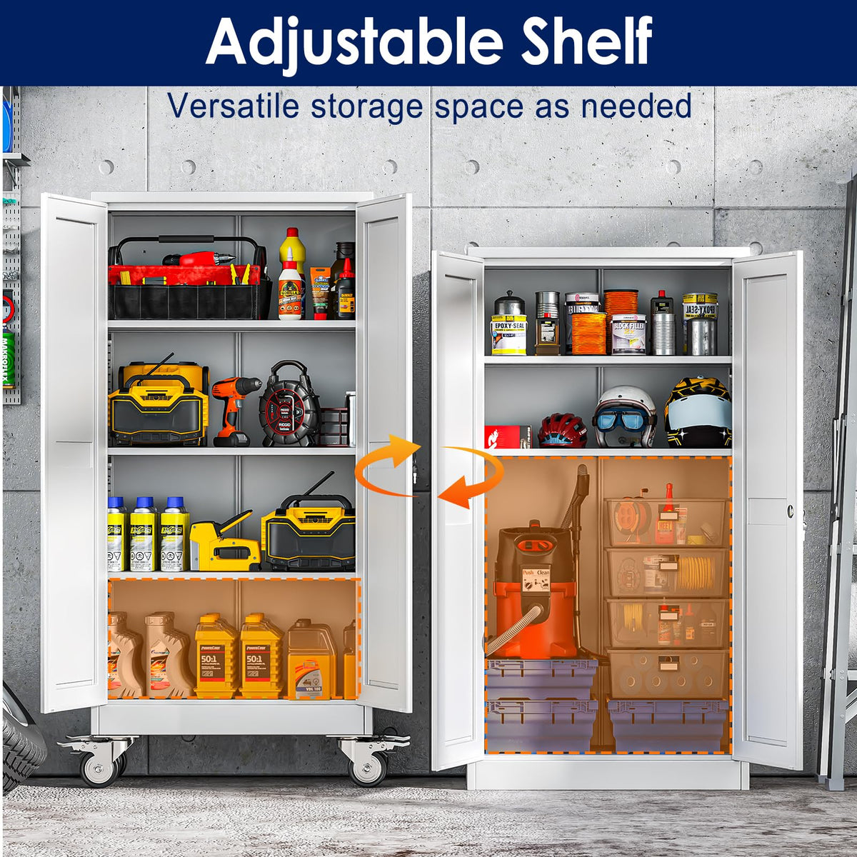 61" Metal Rolling Storage Cabinet with 2 Doors and Wheels U214950