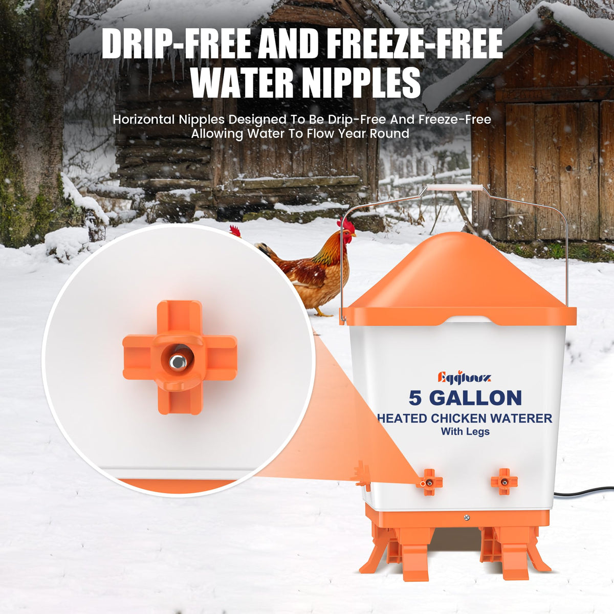 Heated Chicken Waterer 5 Gallon Thermostatically Controlled P7655