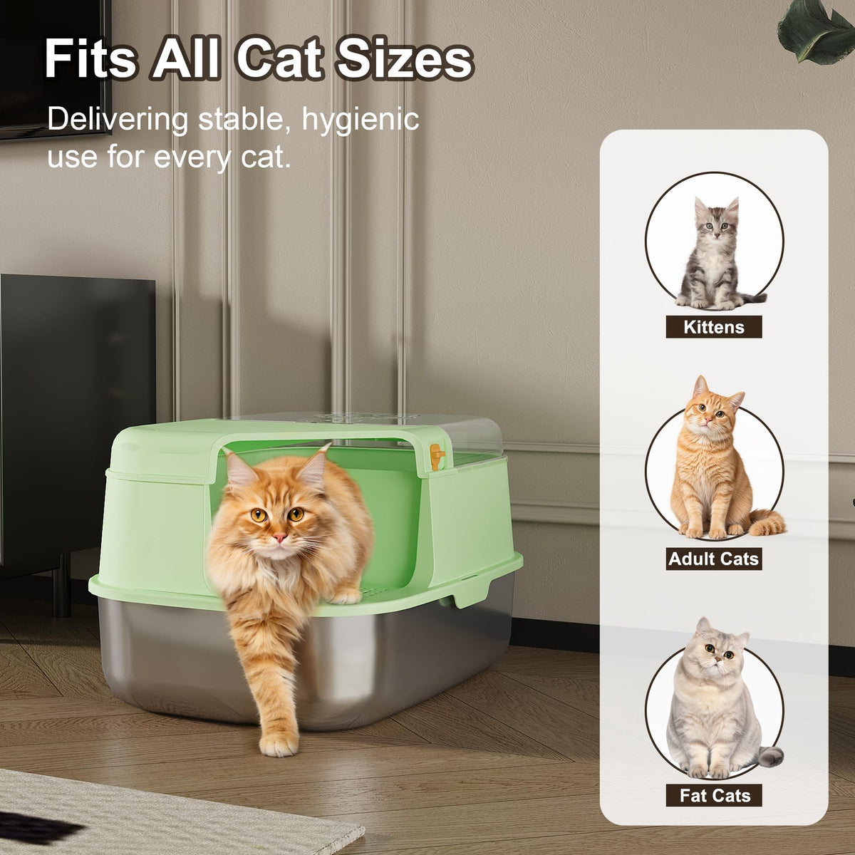3-in-1 Convertible Cat Litter Box with Litter Trapping Grid W839