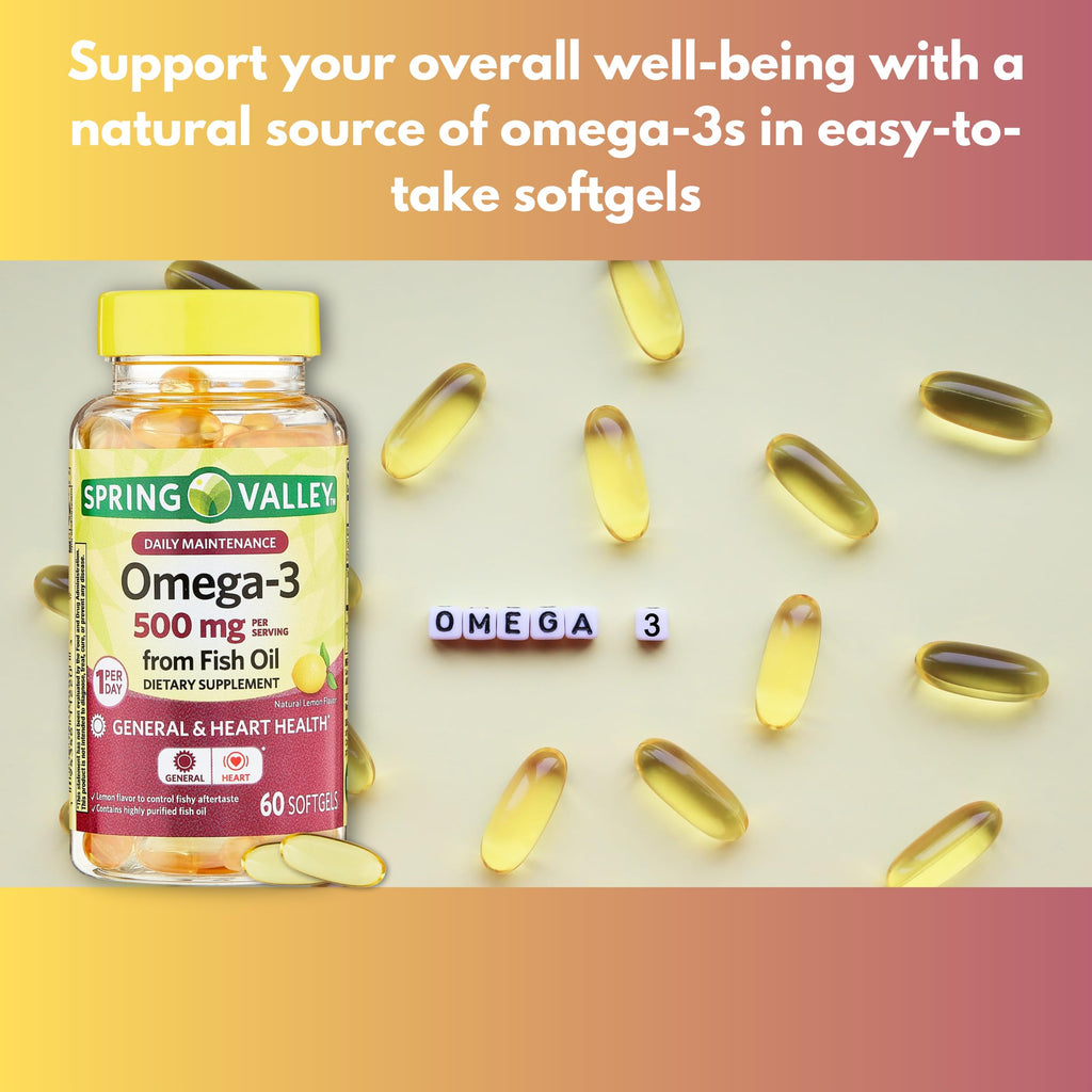 Omega 3 500mg Fish Oil Softgels 60 Count Y763