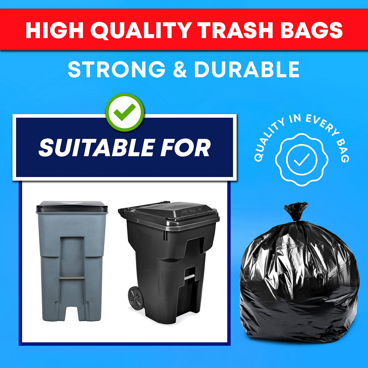 95 Gallon 2 Mil Heavy Duty Trash Bags 25 Count K9500