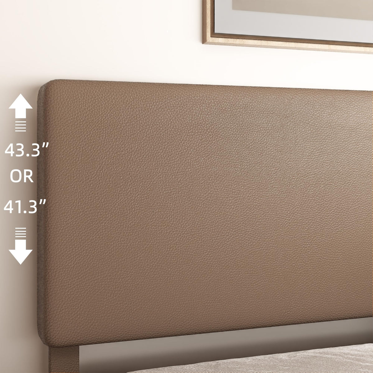 Minimalist Leather Bed Frame with Adjustable Headboard H420