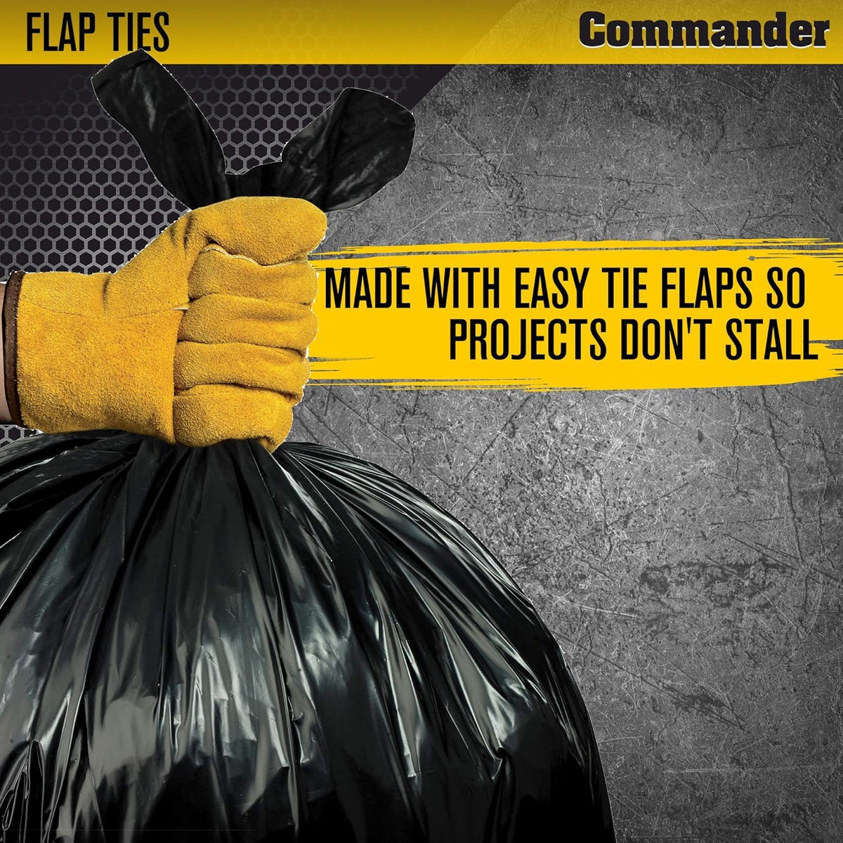55 Gallon Heavy Duty Contractor Bags with Flap Ties, Pack of 80 K94922