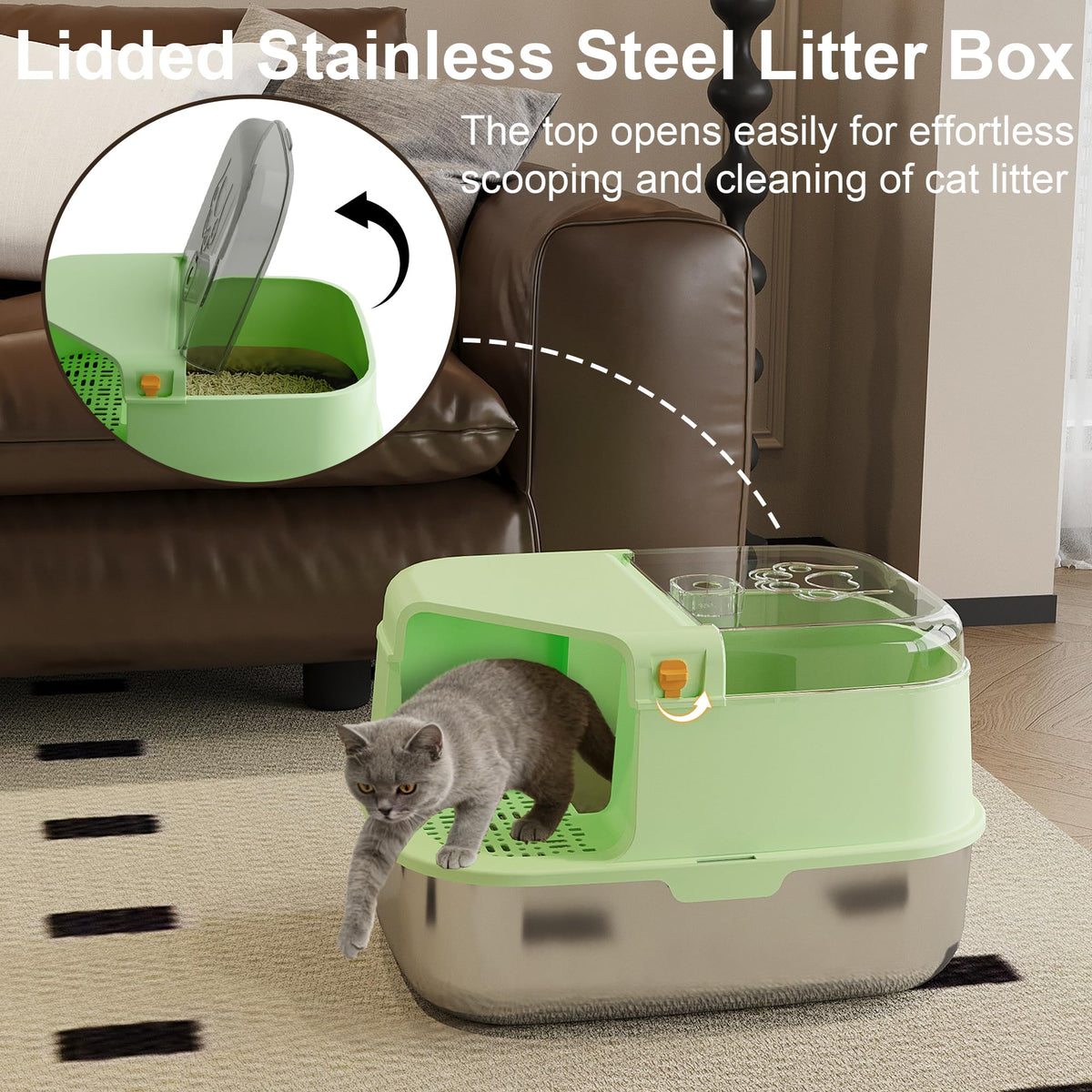3-in-1 Convertible Cat Litter Box with Litter Trapping Grid W839