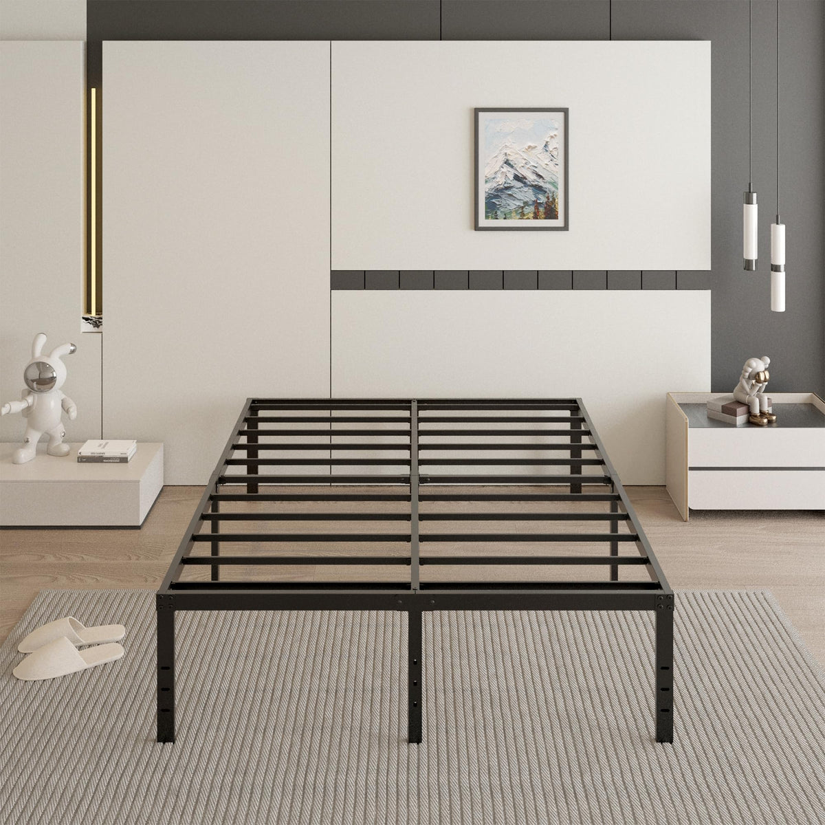 18 Inch Queen Size Metal Bed Frame T150