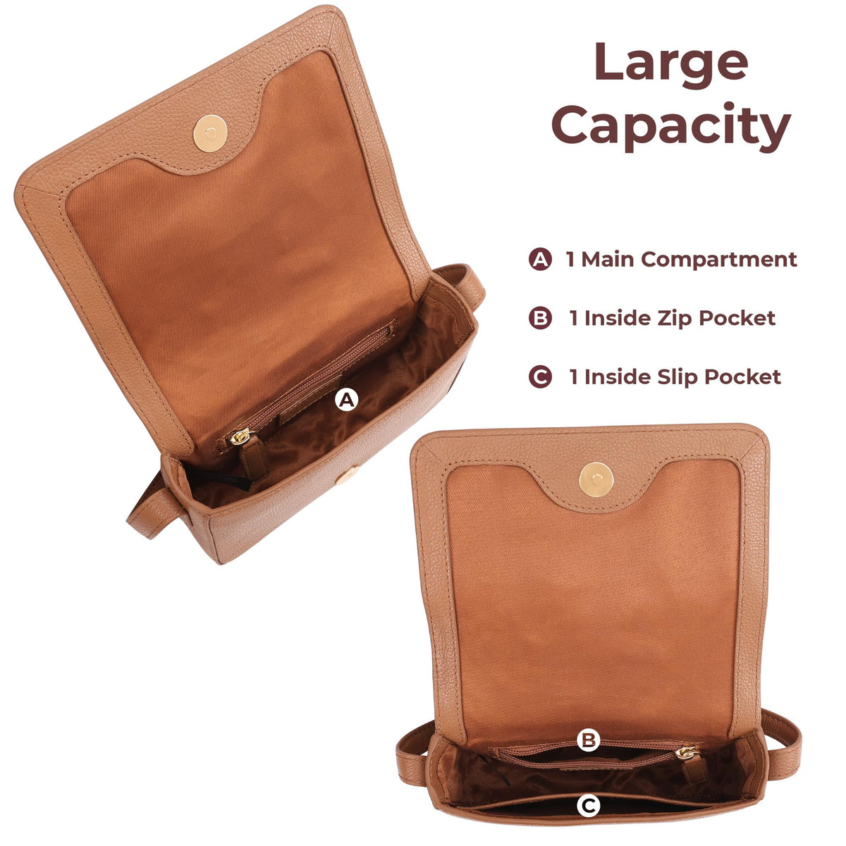 Genuine Leather Crossbody Shoulder Bag with Adjustable Strap F74210