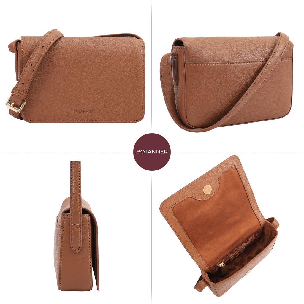Genuine Leather Crossbody Shoulder Bag with Adjustable Strap F74210
