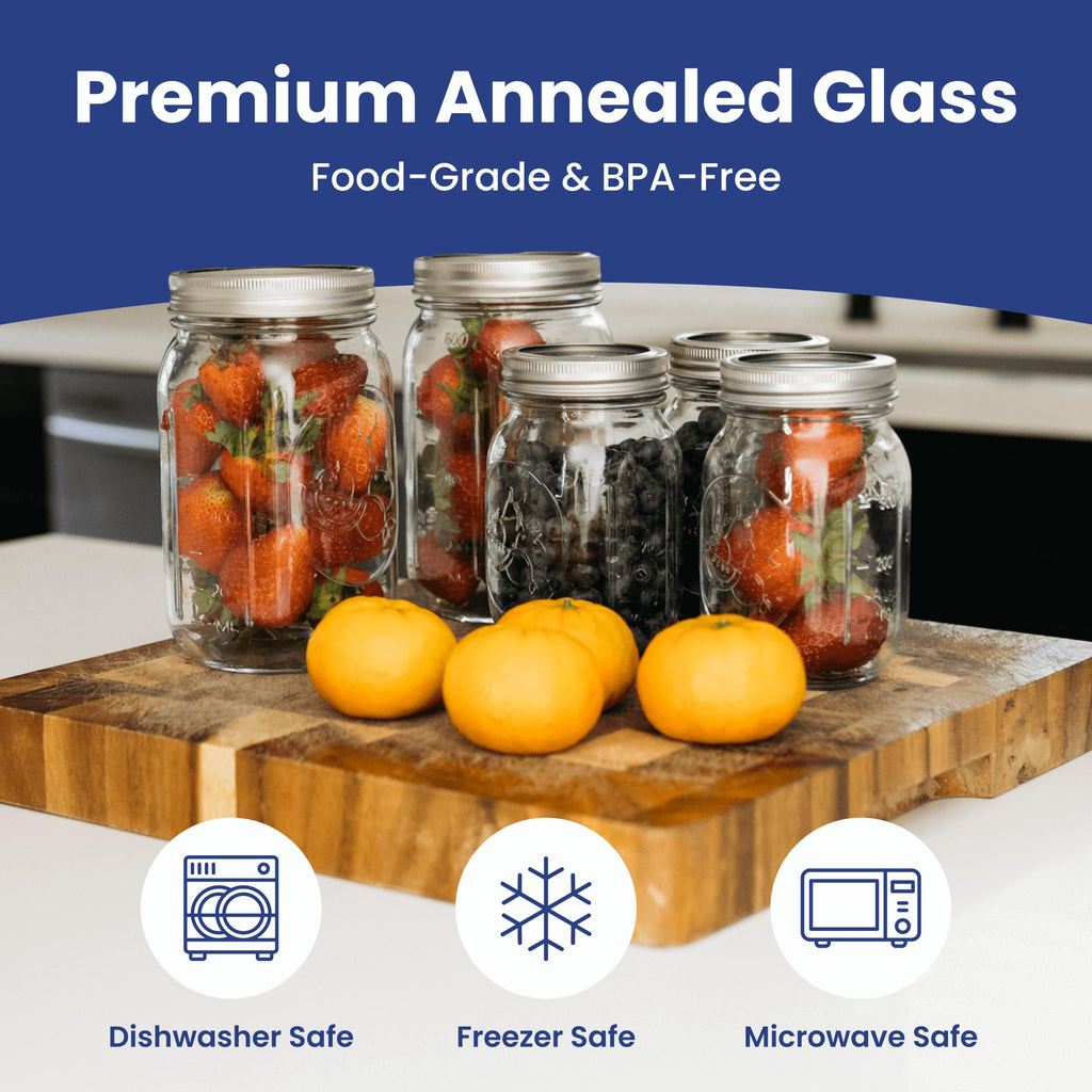 16oz Clear Glass Mason Jars with Lids 12-Pack O2680