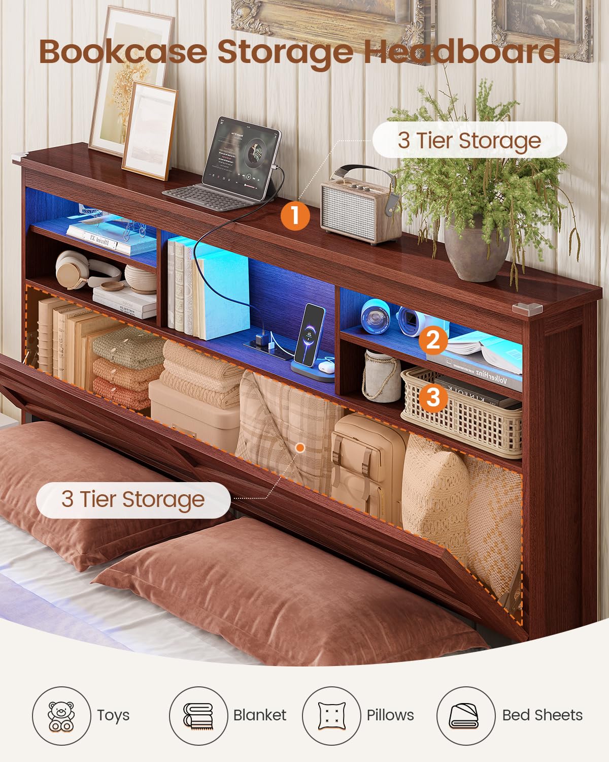 Queen Size Lift Up Storage Bed Frame U3751