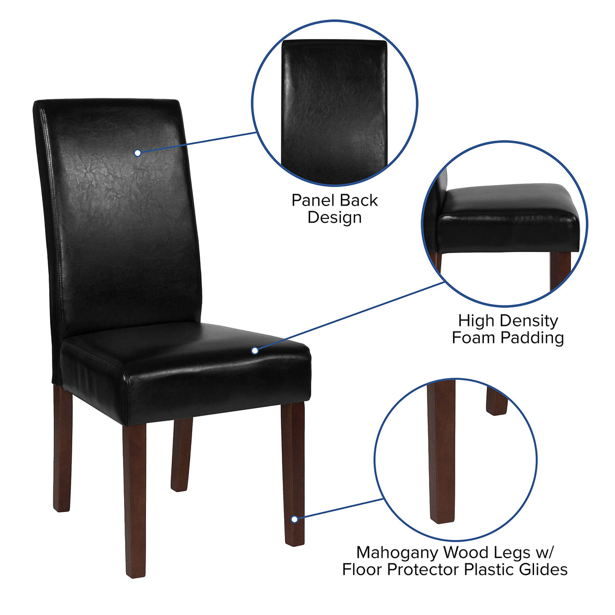 Black Faux Leather Parsons Chair R2897