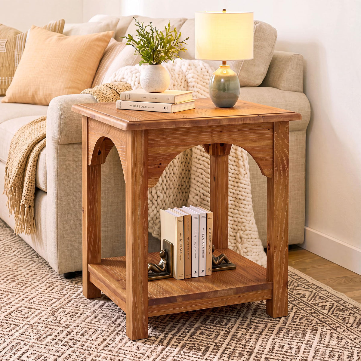 Set of 2 Solid Wood 2-Tier Side Table S958827