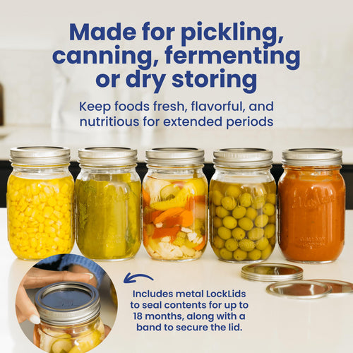 16oz Clear Glass Mason Jars with Lids 12-Pack O2680