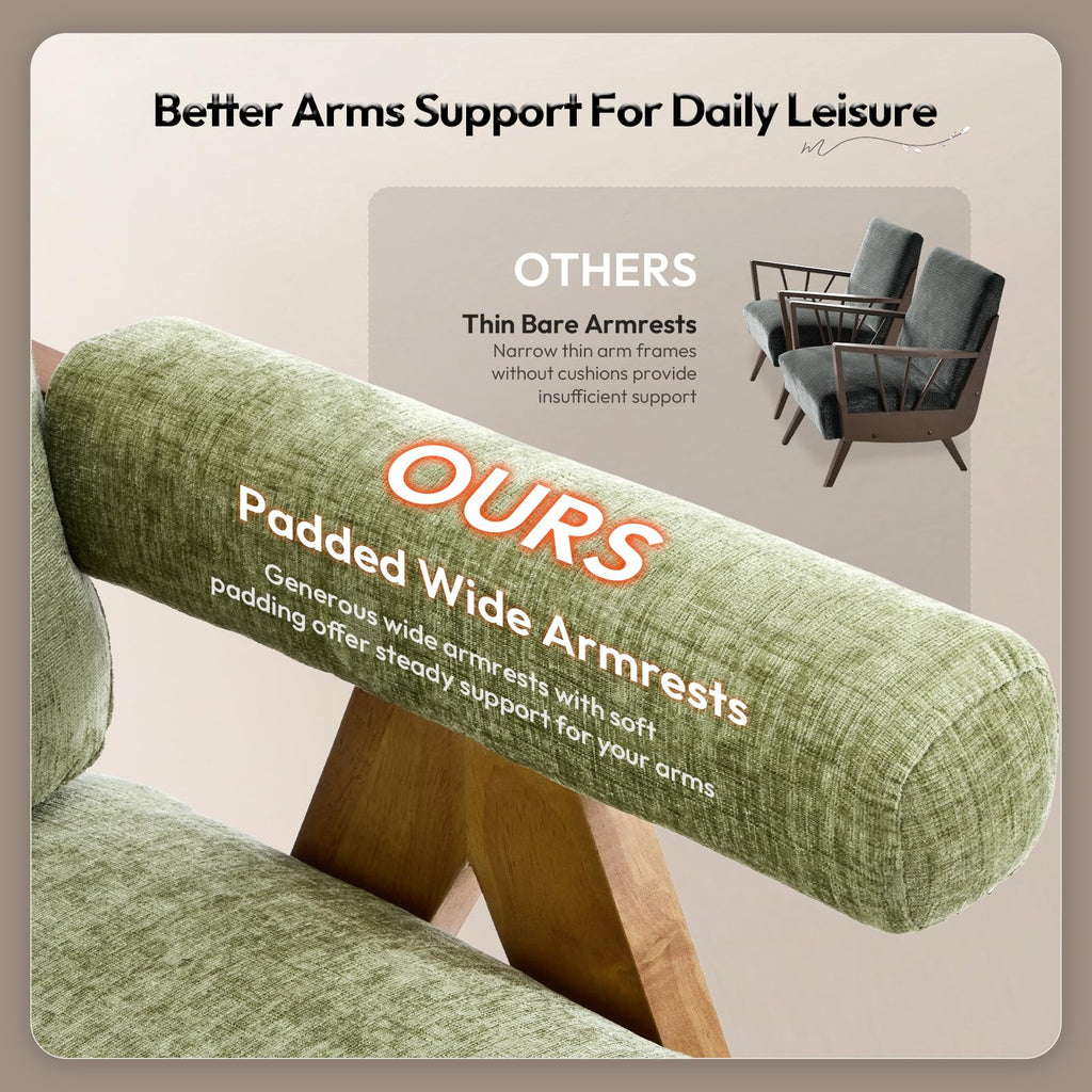 Olive Green Mid-Century Wood Accent Chair Set of 2 T29322