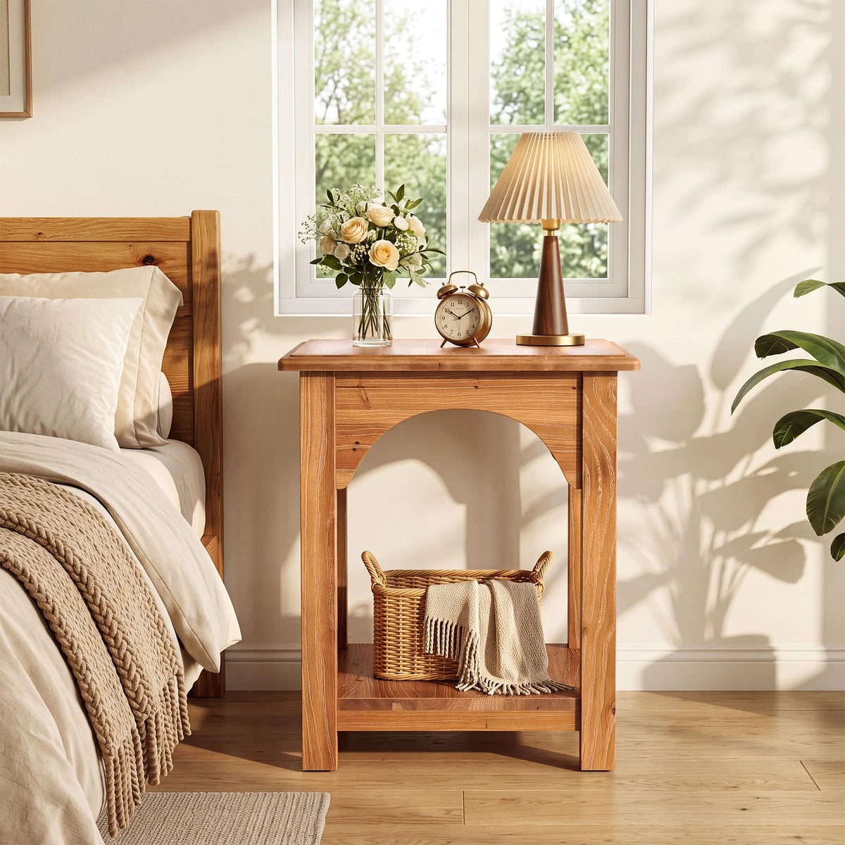 Set of 2 Solid Wood 2-Tier Side Table S958827