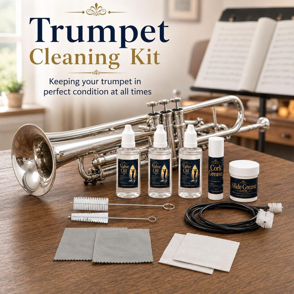 12 Pc Trumpet Cleaning Care Kit with Valve Oil, Grease, Brush H484
