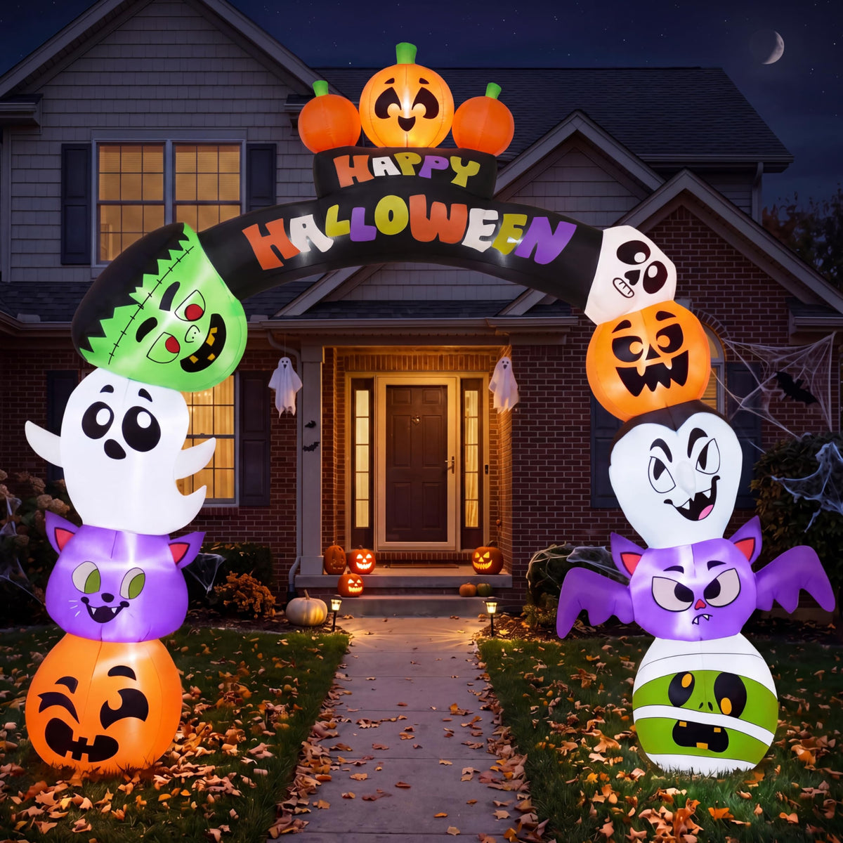 8 FT Halloween Inflatable Pumpkin Archway with LED Lights J4489