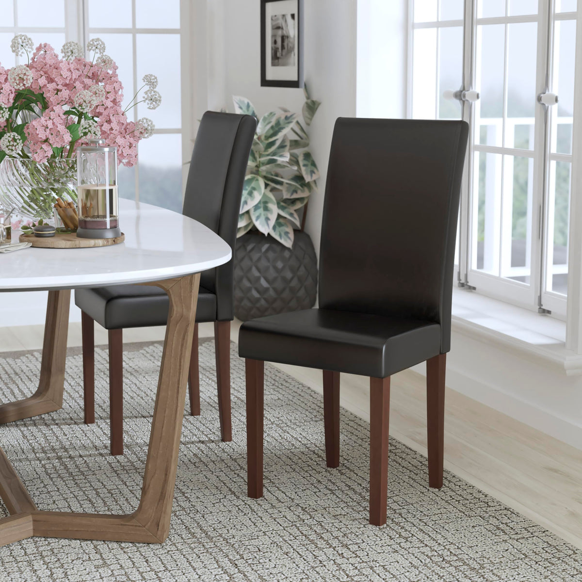 Black Faux Leather Parsons Chair R2897