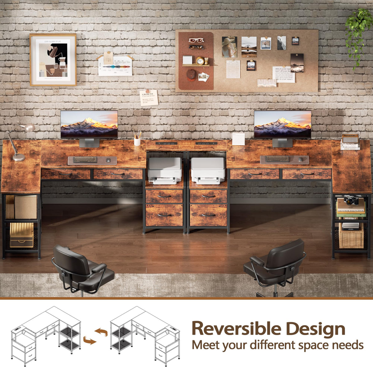 57" L Shaped Computer Desk with Power Outlet J347