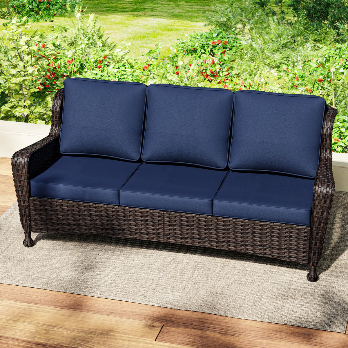 3-Seater Wicker Sofa with Removable Cushions J94760