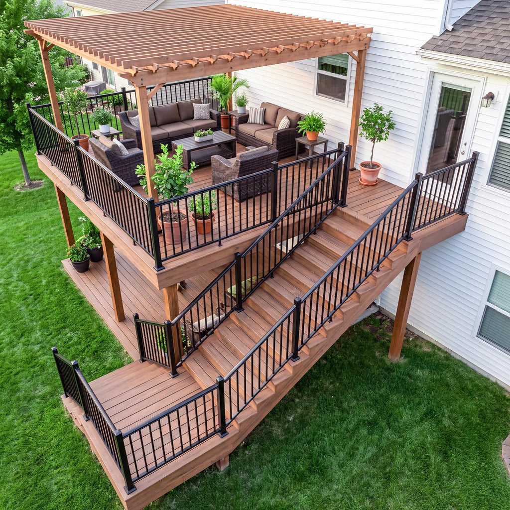 1 Pack 36 in x 6 ft Black Aluminum Stair Railing Kit B969485