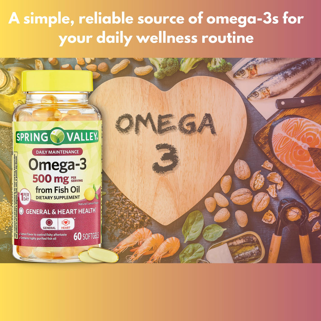 Omega 3 500mg Fish Oil Softgels 60 Count Y763